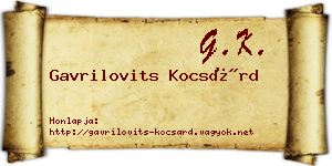 Gavrilovits Kocsárd névjegykártya
